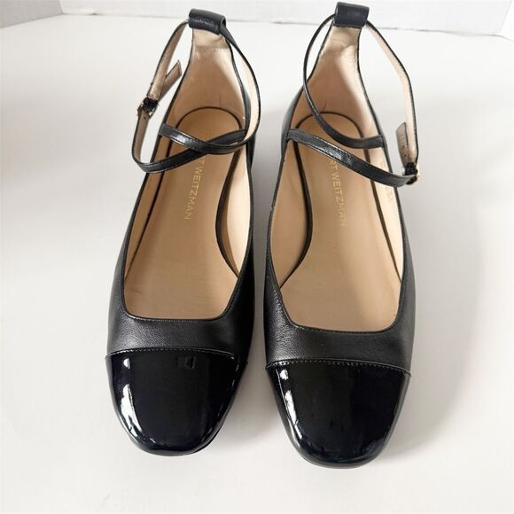 Stuart Weitzman Women’s Eden Mixed Leather Ankle-Strap Ballerina Flats Size 9B - Picture 5 of 7
